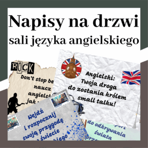 Napisy na drzwi – sala języka angielskiego
